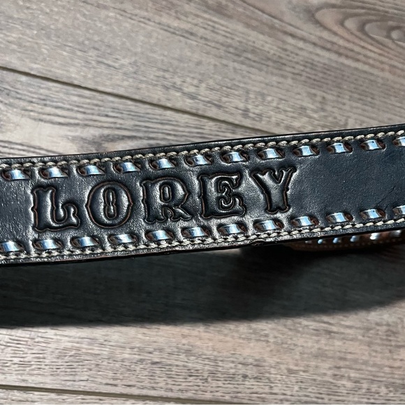 Vintage leather Lorey Teal flower silver eagle belt elegant biker main image 5